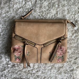 Embroidered leather crossbody bag